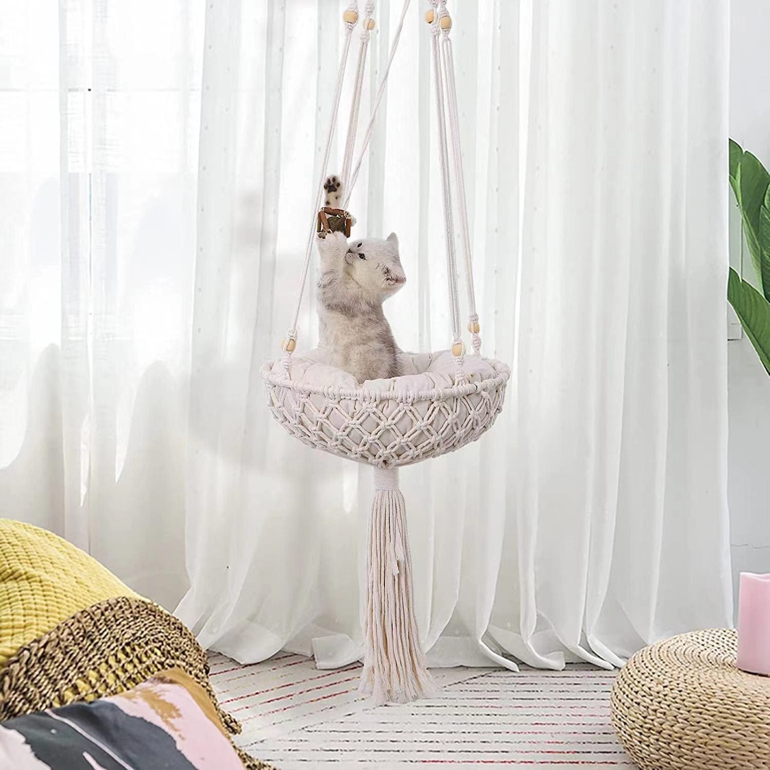 Katzenbett BOHO Stylisches Macrame Swing für Katze