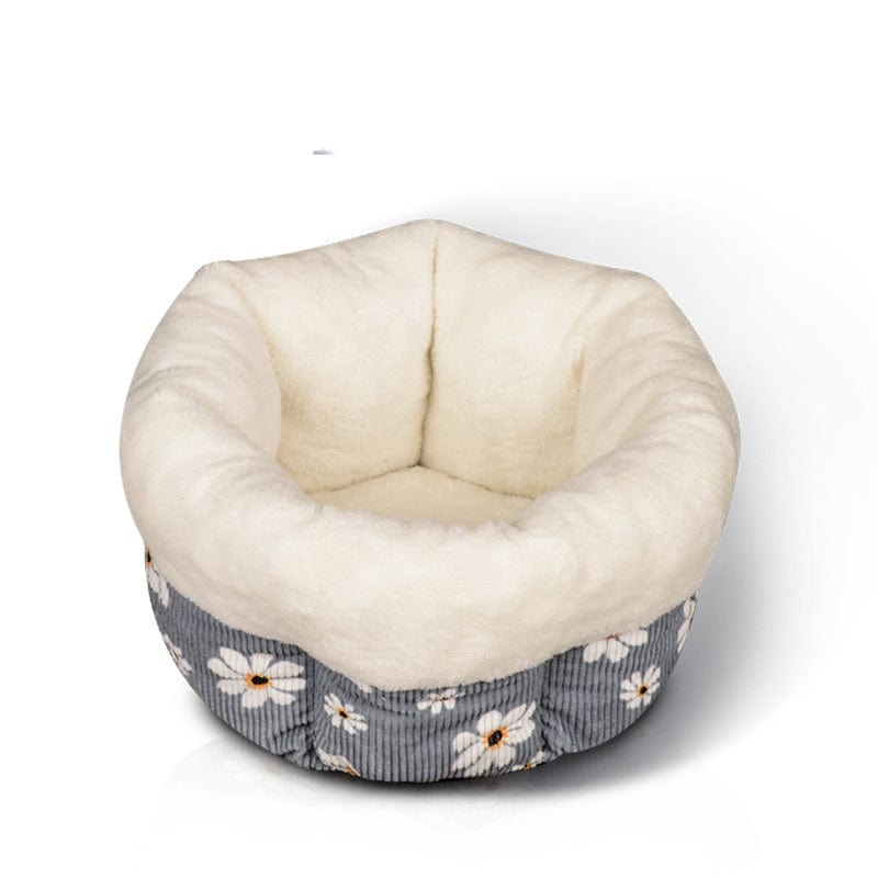 Katzenbett FLOLRES Stylisches Winterbett für Katzen Blue Flores / S