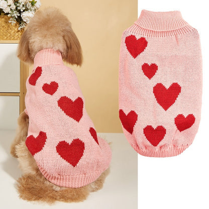 VDAY Hundepullover mit Herzen – Süßer Strickpulli