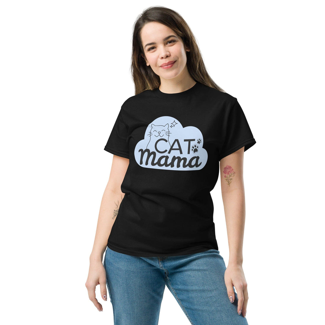 Bekleidung CAT MAMA T-Shirt - Baumwollshirt für Katzenfans Black / S