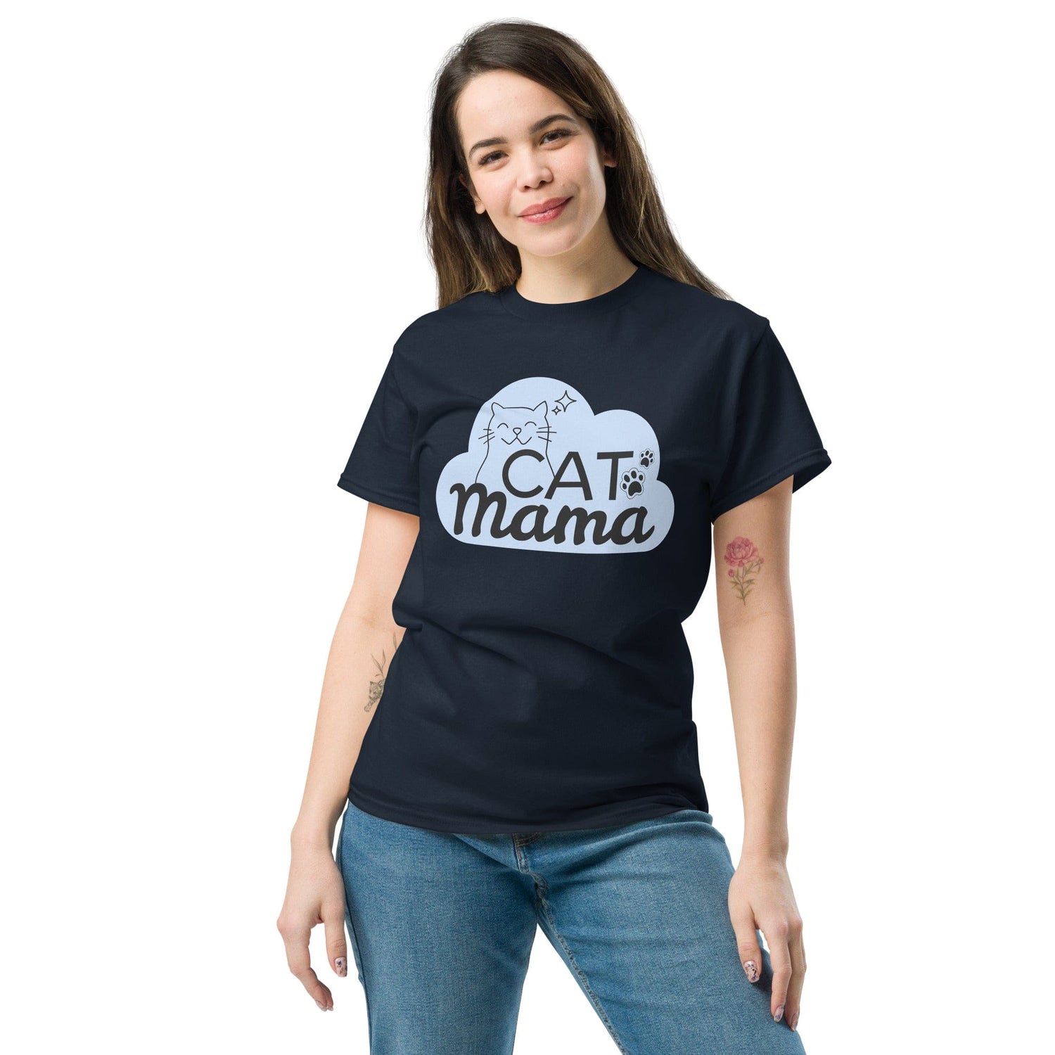 Bekleidung CAT MAMA T-Shirt - Baumwollshirt für Katzenfans Navy / S