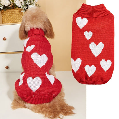 VDAY Hundepullover mit Herzen – Süßer Strickpulli