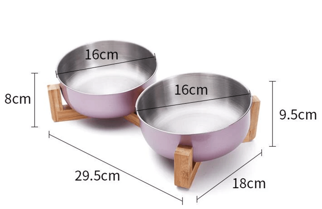 Futternapf FOODIE Rutschfester Futternapf für Hunde &amp; Katzen – Edelstahl &amp; Bambusbasis