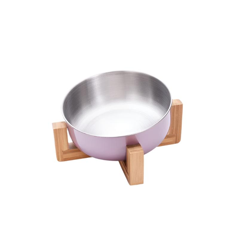 Futternapf FOODIE Rutschfester Futternapf für Hunde &amp; Katzen – Edelstahl &amp; Bambusbasis Lilies / Single