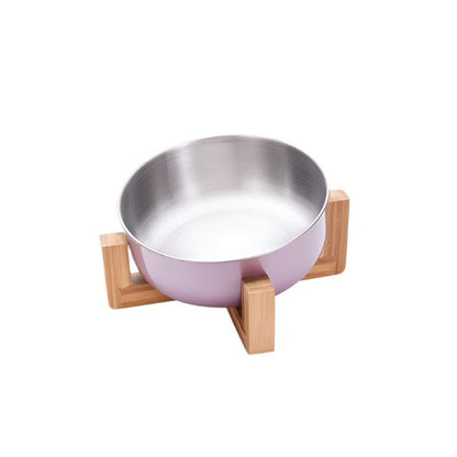 Futternapf FOODIE Rutschfester Futternapf für Hunde &amp; Katzen – Edelstahl &amp; Bambusbasis Lilies / Single