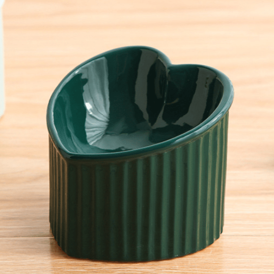 Futternapf HERZ Praktischer Keramik-Napf für Haustiere Dark Green