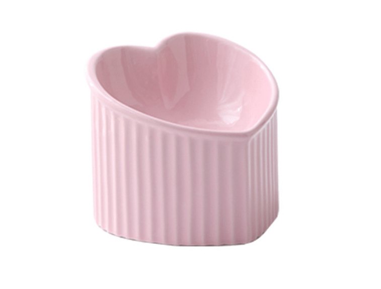 Futternapf HERZ Praktischer Keramik-Napf für Haustiere Powder Pink