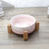 Futternapf MARBLE Eleganter Marmorierter Katzennapf mit Holzständer Pink