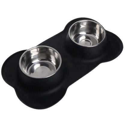 Futternapf SCOOBY Silikon Napfunterlage mit Edelstahl Futternapf Black / M