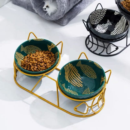 Futternapf WHISKERS Stylischer Keramik-Doppelnapf für Katzen