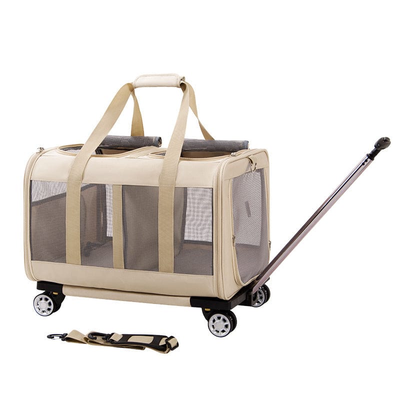 Haustier Transporttasche ROAD Großer Haustier-Trolley mit 360° Rädern Beige A