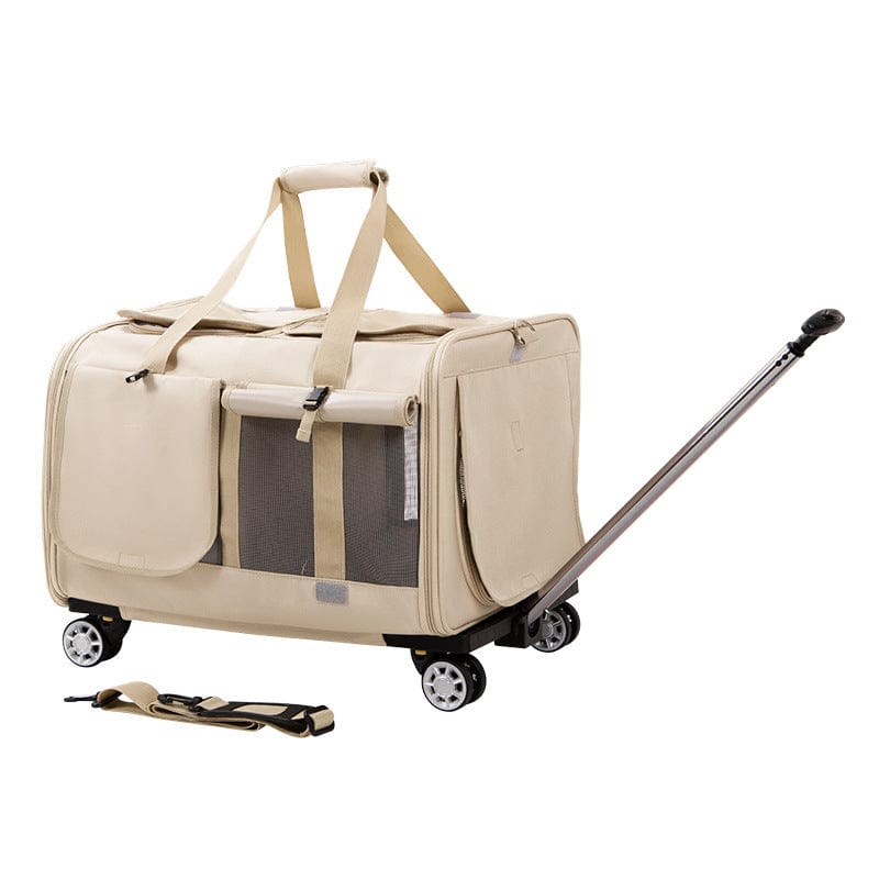 Haustier Transporttasche ROAD Großer Haustier-Trolley mit 360° Rädern Beige B