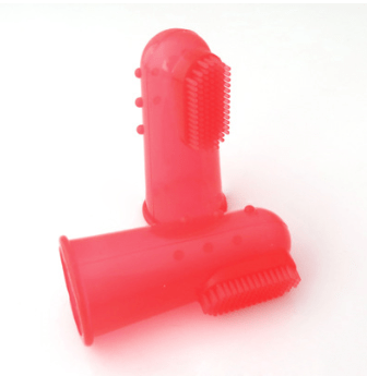Haustier Zahnbürste SHARK Fingerzahnbürste für Haustiere Clear Red