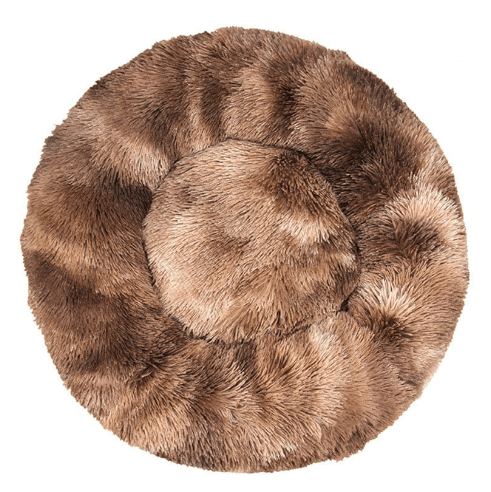 Haustierbett FLUFF MIX Flauschiges Hunde- Katzenbett Hot Chocolate / XS - ⌀40 cm