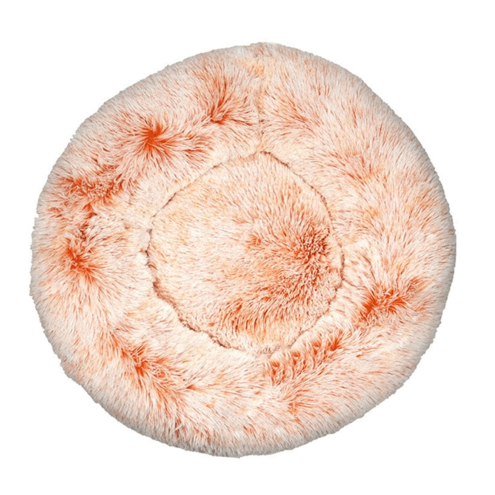Haustierbett FLUFF MIX Flauschiges Hunde- Katzenbett Orange / XS - ⌀40 cm