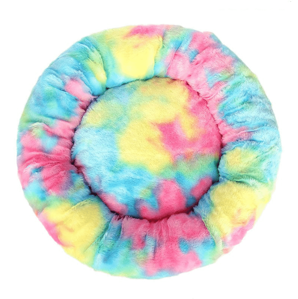 Haustierbett FLUFF MIX Flauschiges Hunde- Katzenbett RAINBOW I / XS - ⌀40 cm