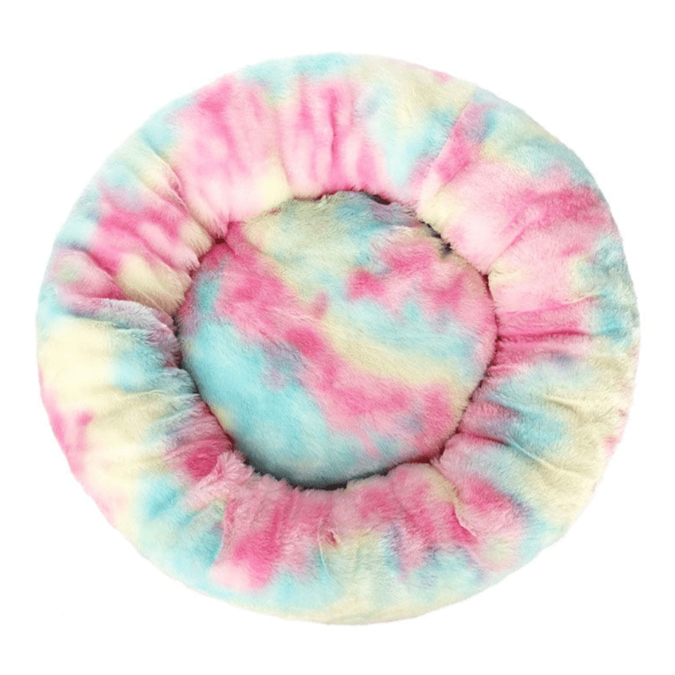 Haustierbett FLUFF MIX Flauschiges Hunde- Katzenbett RAINBOW II / XS - ⌀40 cm