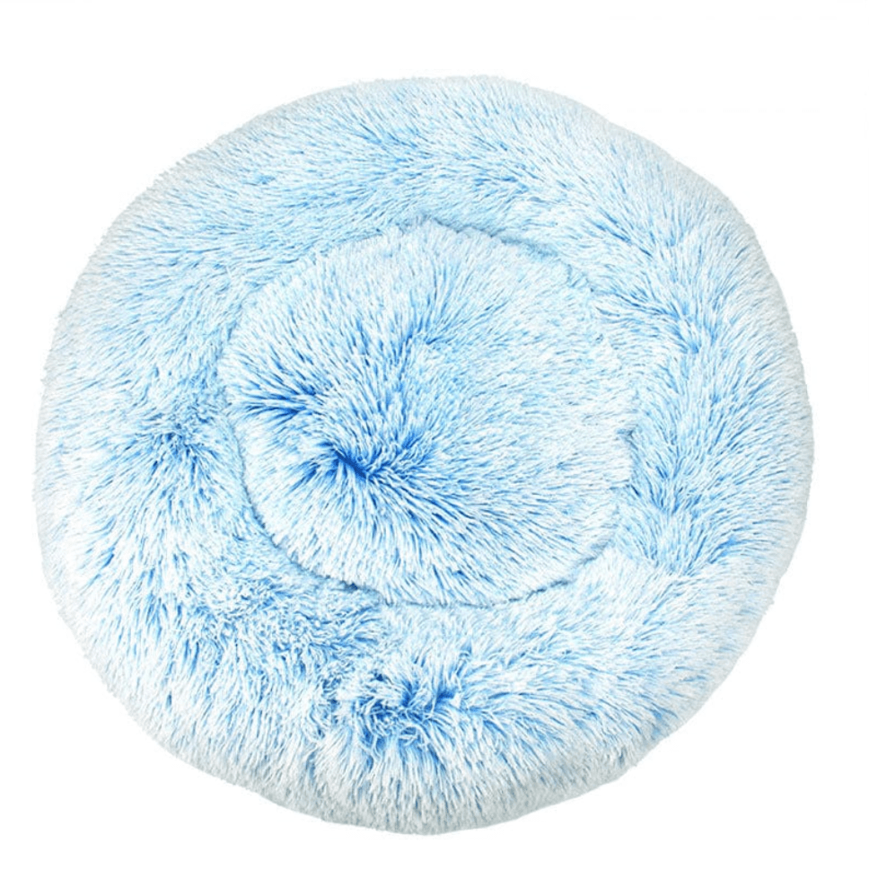 Haustierbett FLUFF MIX Flauschiges Hunde- Katzenbett Sky Blue / XS - ⌀40 cm
