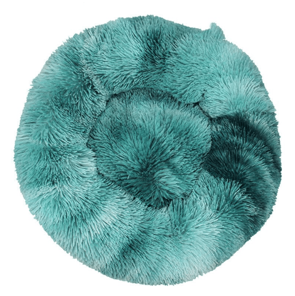 Haustierbett FLUFF MIX Flauschiges Hunde- Katzenbett Turquoise / XS - ⌀40 cm