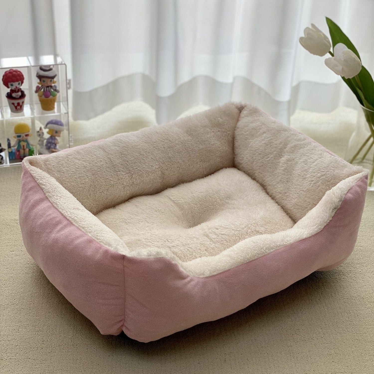 Haustierbett RUSTY Winter Tierbett aus Flanell Pink / XS