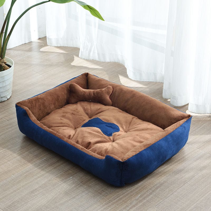 Hundebett BONNY Vier Jahreszeiten Hundebett Blue+Brown / S