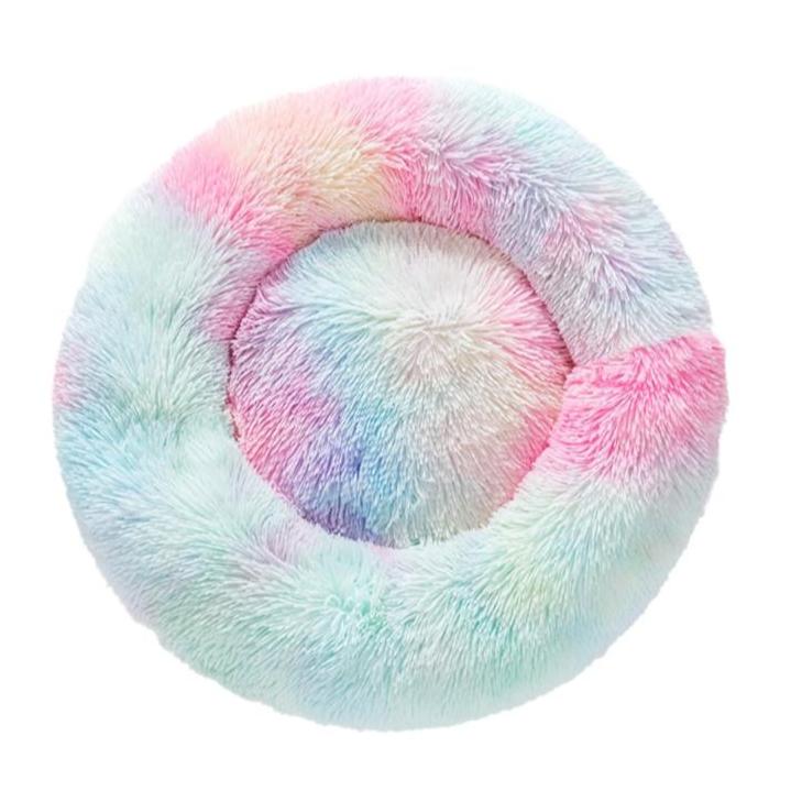 Hundebett FLUFF Flauschiges Hundebett S - ⌀40 cm / Rainbow