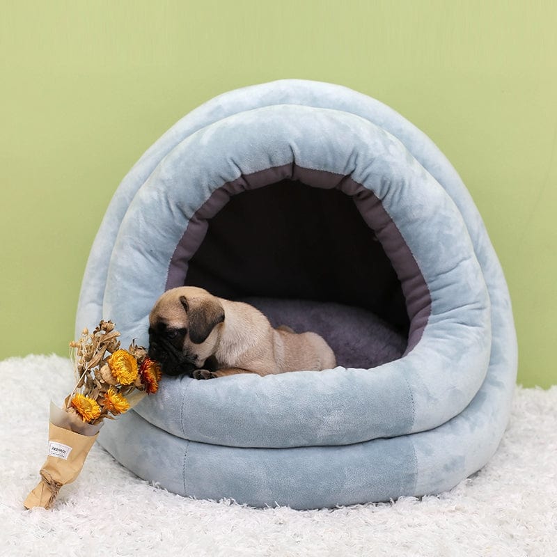 Hundebett NALA Flauschig &amp; Warm Kuschelhöhle Light blue / S