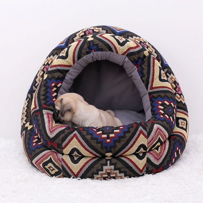 Hundebett NALA Flauschig &amp; Warm Kuschelhöhle Retro / S