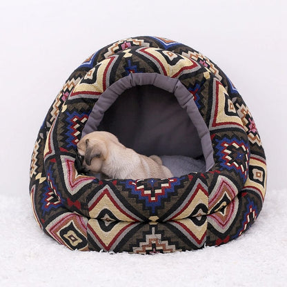 Hundebett NALA Flauschig &amp; Warm Kuschelhöhle Retro / S