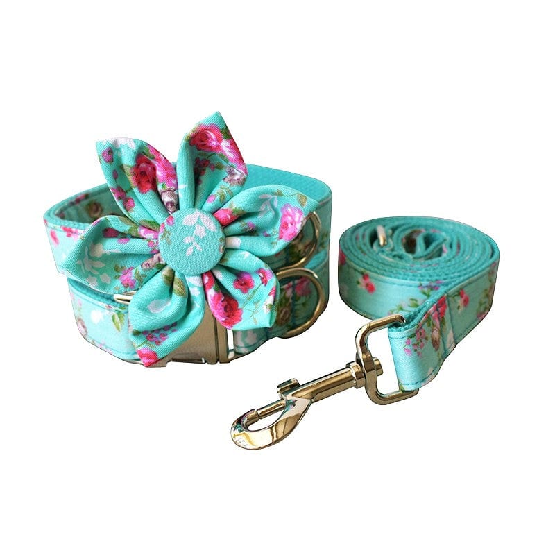 Hundehalsband BLOOM Hundehalsband und Leine SET Blumen Halsband + Leine / S
