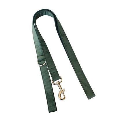 Hundehalsband CLEO GREEN Premium Velvet Hundeleine + Halsband Leine / XS