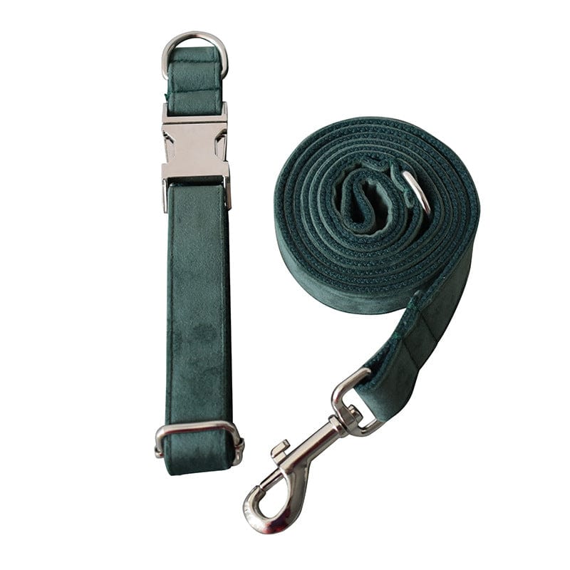 Hundehalsband CLEO GREEN Premium Velvet Hundeleine + Halsband Set A / XS