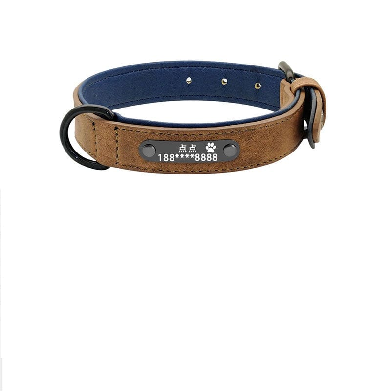 Hundehalsband RICO Personalisiertes Leder Hundehalsband + Leine Choco / S
