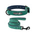 Hundehalsband RICO Personalisiertes Leder Hundehalsband + Leine Green SET / S