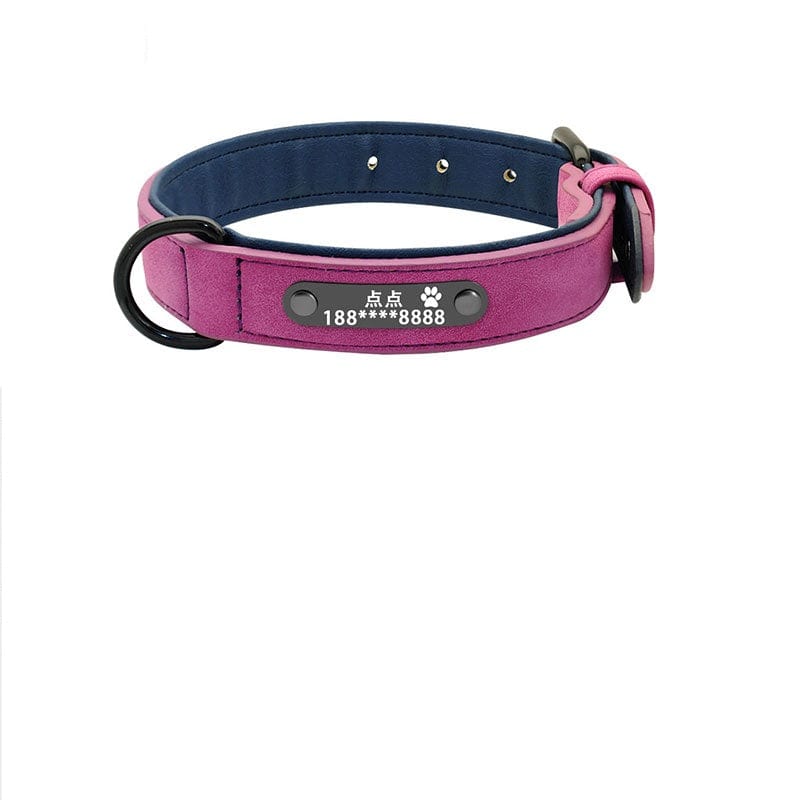 Hundehalsband RICO Personalisiertes Leder Hundehalsband + Leine Purple / S