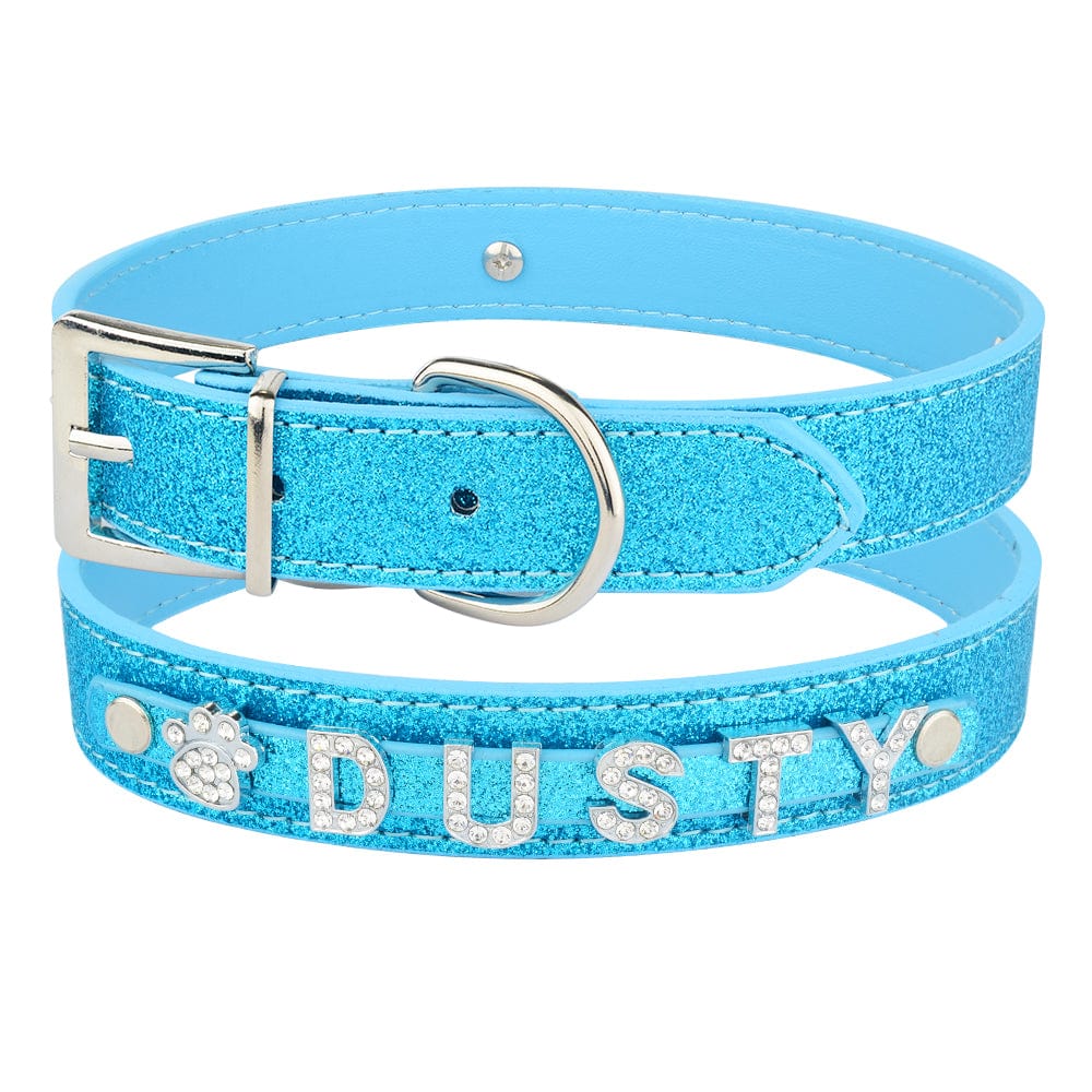 Hundehalsband SPARK Personalisiertes Hundehalsband mit Name Blue / XS