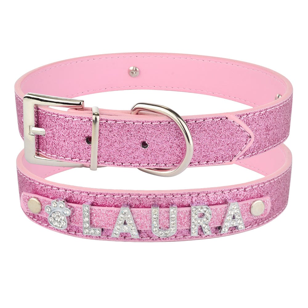 Hundehalsband SPARK Personalisiertes Hundehalsband mit Name Pink / XS