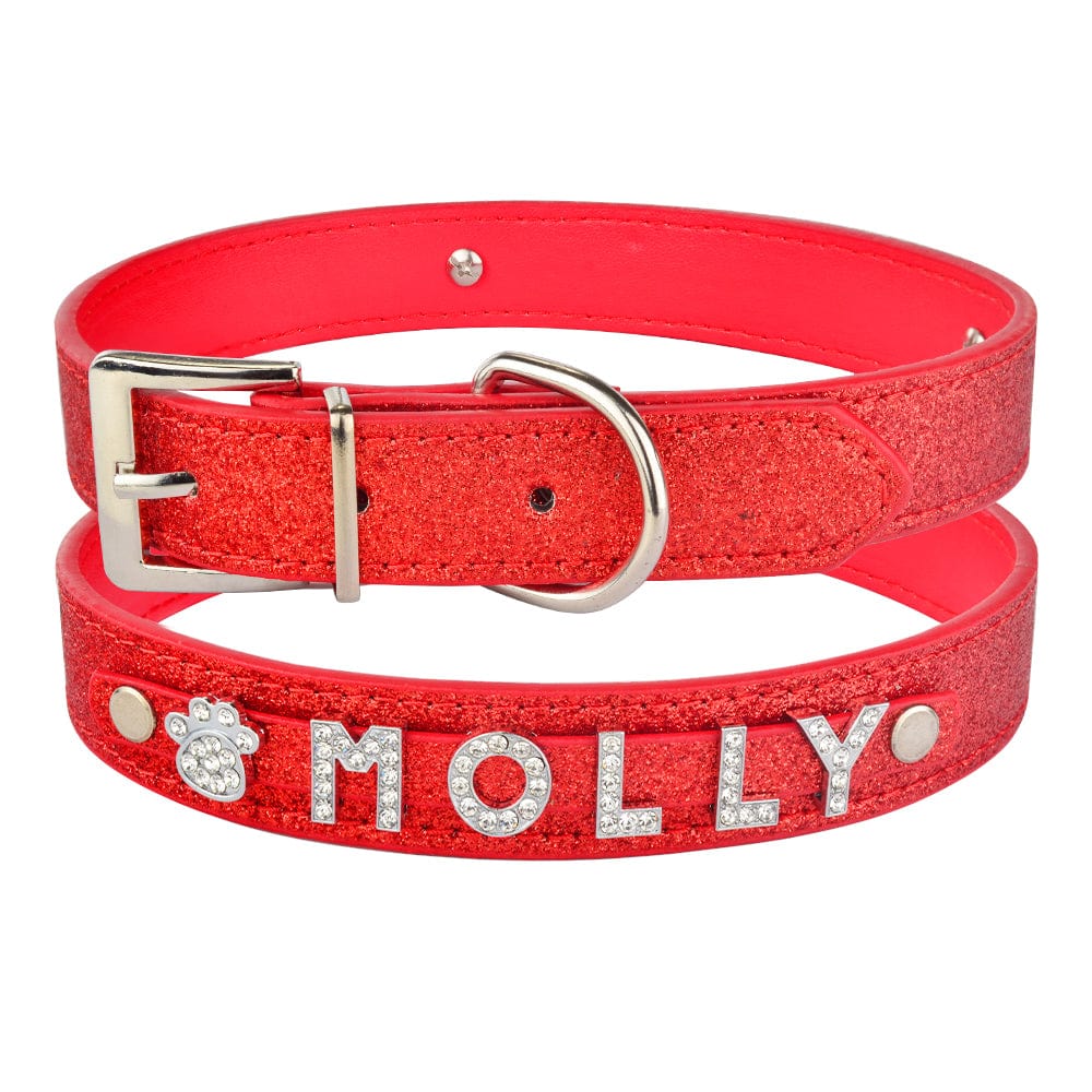 Hundehalsband SPARK Personalisiertes Hundehalsband mit Name Red / XS
