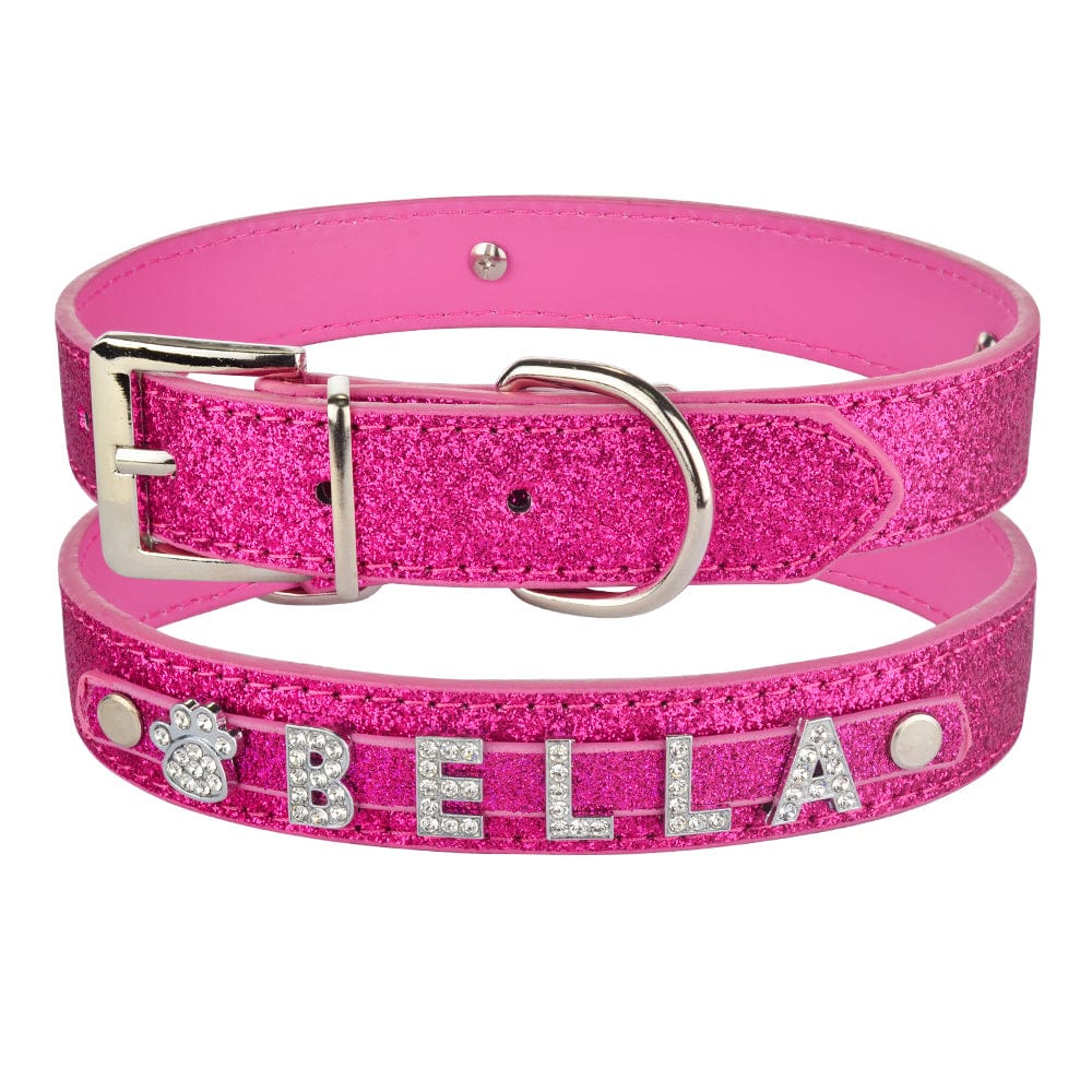 Hundehalsband SPARK Personalisiertes Hundehalsband mit Name Rose Red / XS