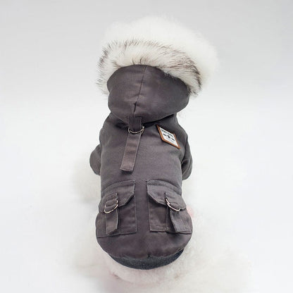 Hundejacke SNOWY Flauschiger Hundemantel für kalte Tage – Perfekte Jacke für Hunde Grey / S