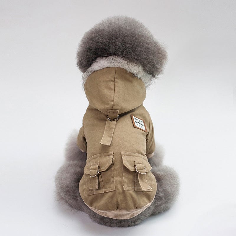 Hundejacke SNOWY Flauschiger Hundemantel für kalte Tage – Perfekte Jacke für Hunde Khaki / S