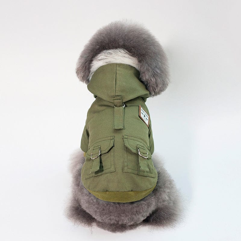 Hundejacke SNOWY Flauschiger Hundemantel für kalte Tage – Perfekte Jacke für Hunde Military Green / S