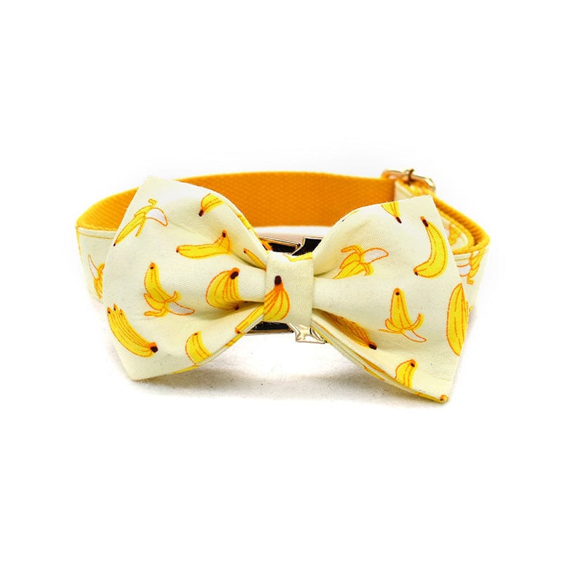 Hundeleine CLEO BANANA Premium Hundeleine + Halsband Halsband mit Schleife / XS
