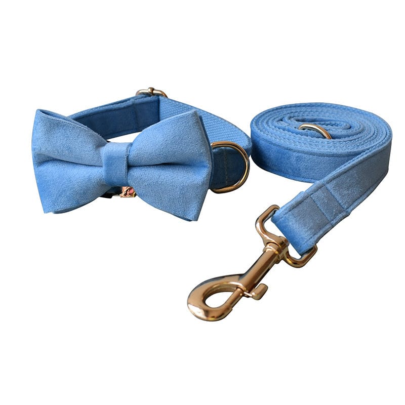 Hundeleine CLEO BLUE Premium Velvet Hundeleine + Halsband Set B / XS