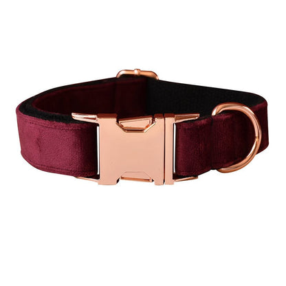 Hundeleine CLEO BURGUNDY Premium Velvet Hundeleine + Halsband Halsband / XS