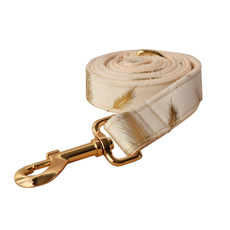 Hundeleine CLEO CREAM Premium Velvet Hundeleine + Halsband Leine / XS