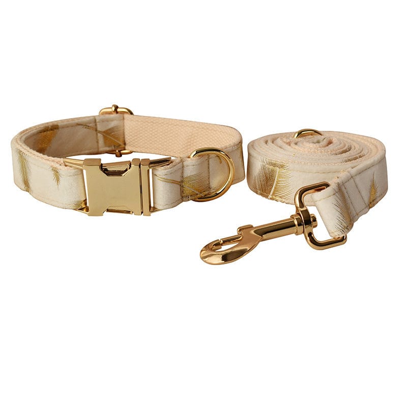 Hundeleine CLEO CREAM Premium Velvet Hundeleine + Halsband Set A / XS