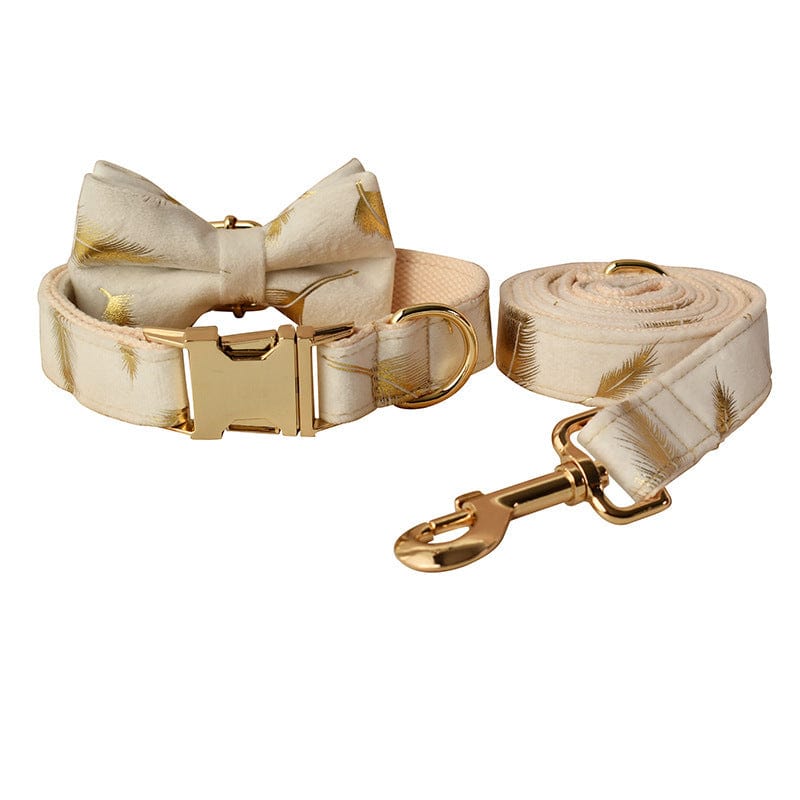 Hundeleine CLEO CREAM Premium Velvet Hundeleine + Halsband Set B / XS