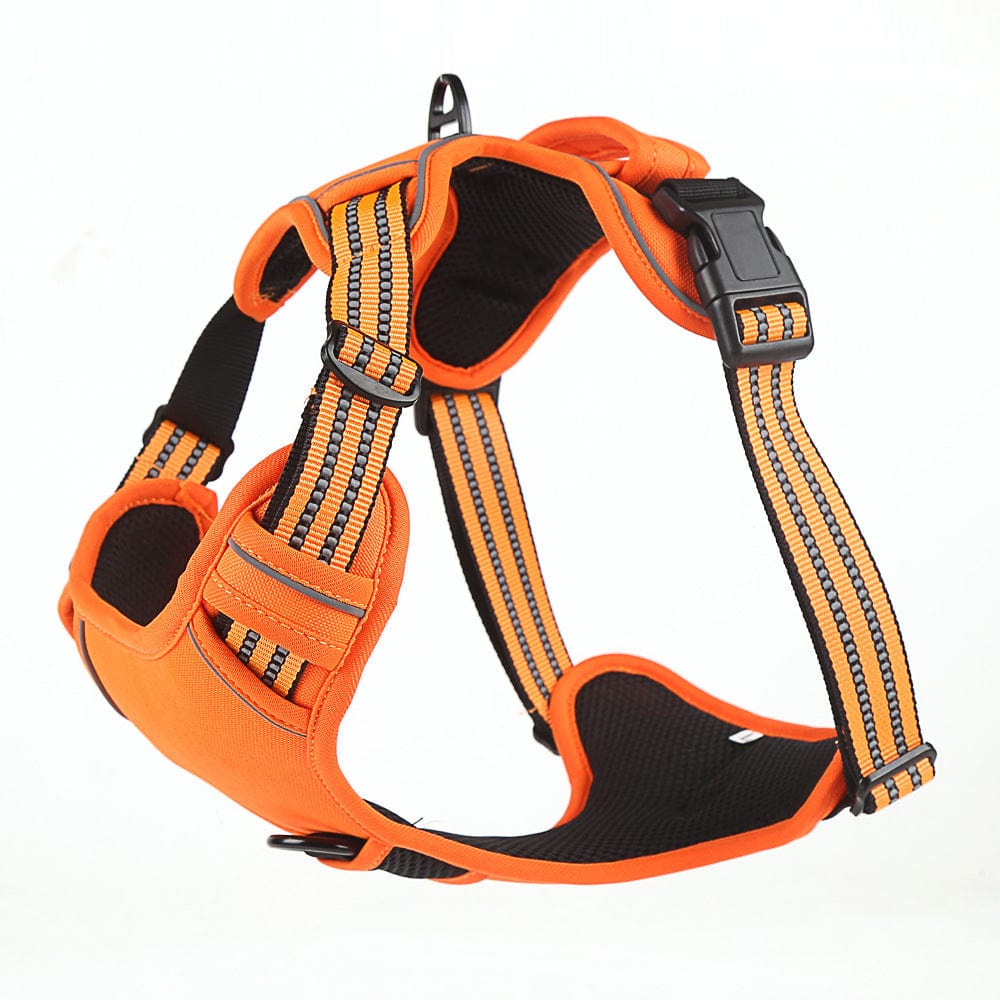 Hundeleine NO PULL Hundegeschirr – Atmungsaktiv, Reflektierend, Verstellbar Orange / S