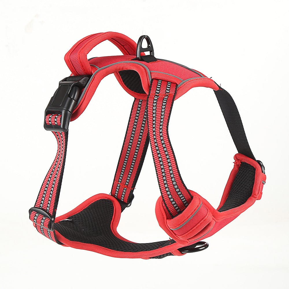 Hundeleine NO PULL Hundegeschirr – Atmungsaktiv, Reflektierend, Verstellbar Red / S